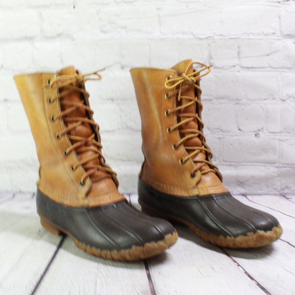 Vtg! LL BEAN Brown Maine Hunting Shoe Unlined Leather Duck Boots 7 M - Picture 3 of 9